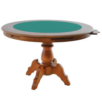 mesa jogos amendoa mel e tecido verde