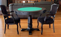 Mesa de Jogos Redonda para Carteado com 4 Gavetas e Porta-Copos — 4 Lugares com Tampo Reversível