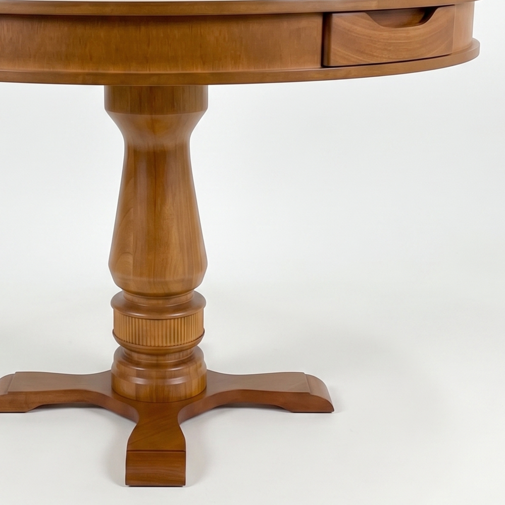 Mesa de Jogos Redonda para Carteado com 4 Gavetas e Porta-Copos — 4 Lugares com Tampo Reversível