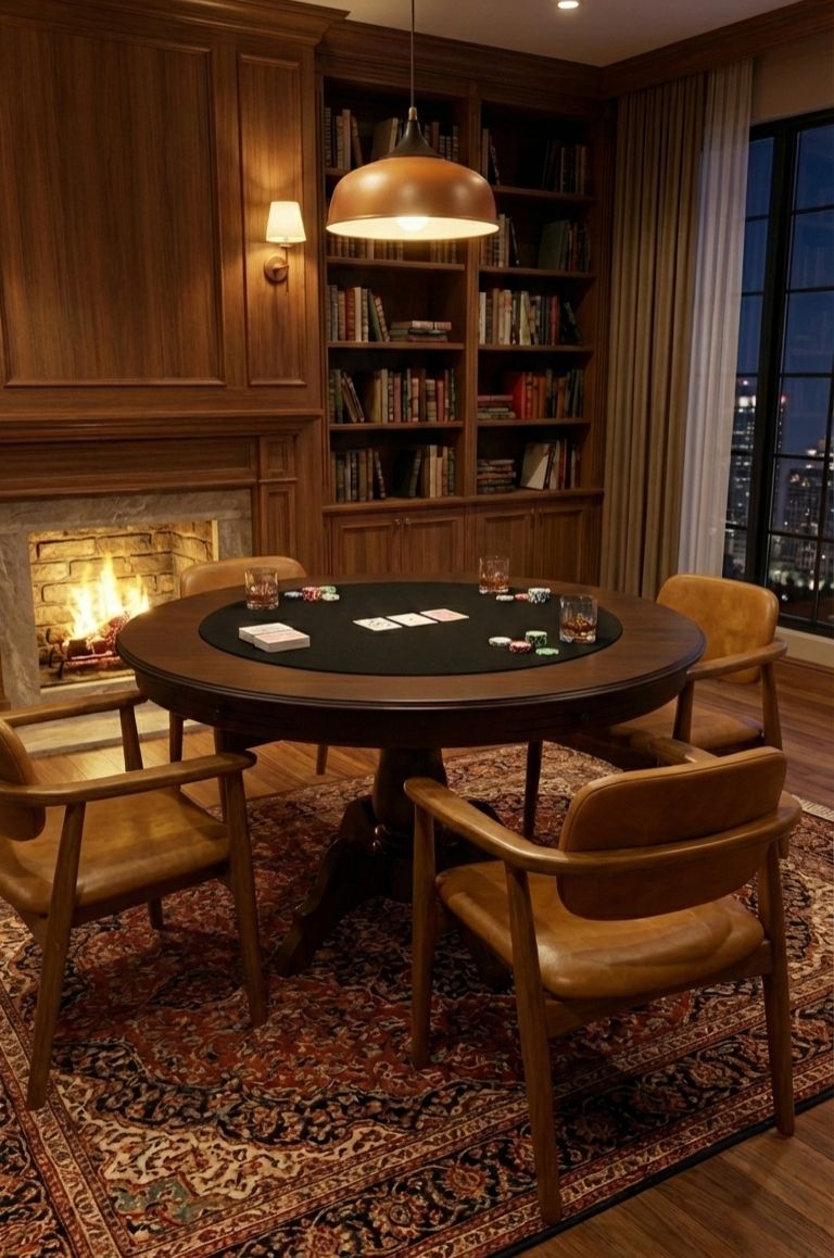 Mesa de Jogos Redonda Montreal — 6 Lugares Tampo Reversível