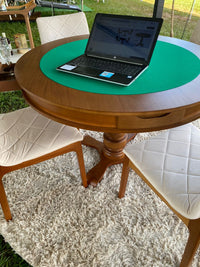 Mesa de Jogos Redonda para Carteado com 4 Gavetas e Porta-Copos — 4 Lugares com Tampo Reversível
