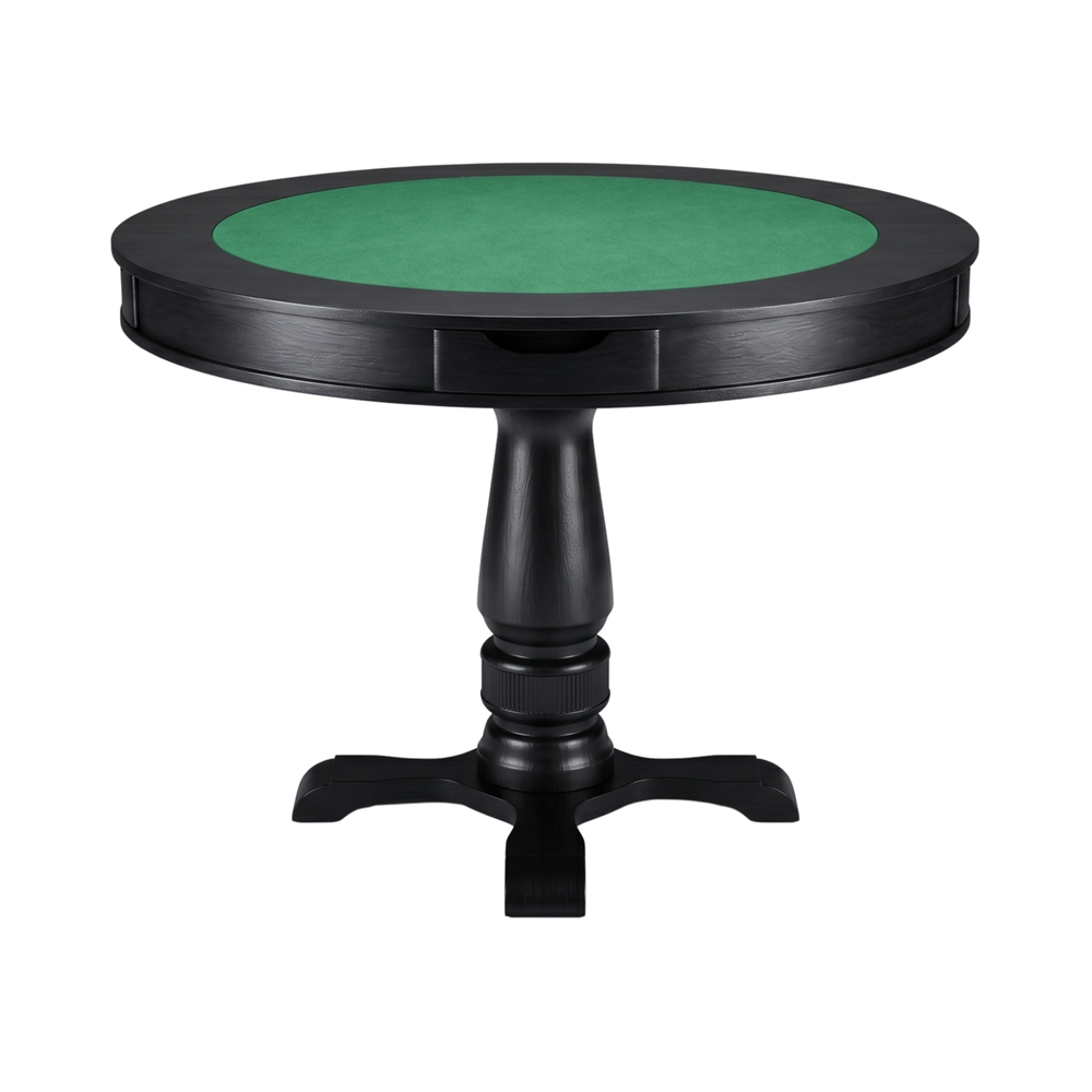 Mesa de Jogos Redonda para Carteado com 4 Gavetas e Porta-Copos — 4 Lugares com Tampo Reversível