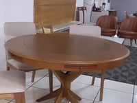 Mesa de Jogos Redonda para Carteado com Base Cruzada — 6 Lugares Tampo Reversível